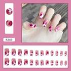Milk Cow Print Faux Nail Tips R280 - Red & White - One Size