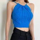Halter-neck Cable Knit Crop Top