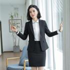 One-button Blazer / Pencil Skirt / Straight-cut Pants / Double-breasted Vest / Blouse / Set