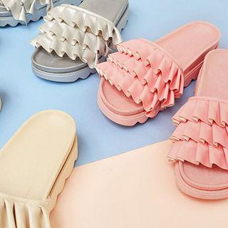 Frill Platform Slide Sandals
