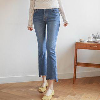 Cutout Slit-side Boot-cut Jeans