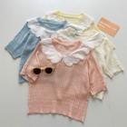 Short-sleeve Peter-pan Collar Knit Top