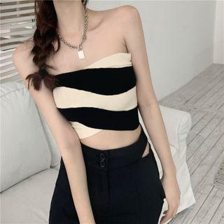 Two Tone Tube Top Black - One Size