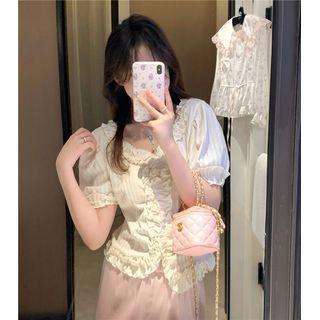 Plain Ruffle Oversize Blouse Almond - One Size