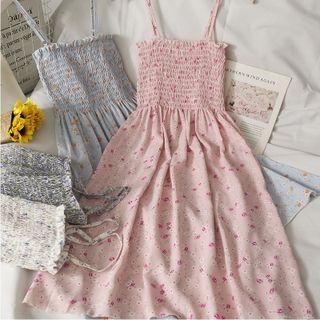 Sleeveless Floral Smocked Midi Dress In 7 Colors