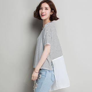 Striped Dip Back Short-sleeve T-shirt