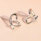 925 Sterling Silver Heart Earring 1 Pair - Love Heart Earrings - One Size