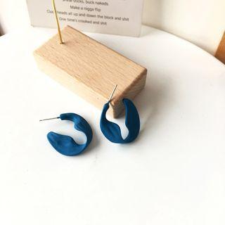 Twisted Alloy Hoop Earring 1 Pair - Blue - One Size