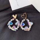 Alloy Heart Faux Crystal Hoop Earring 1 Pair - As Shown In Figure - One Size