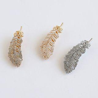 Faux Pearl / Rhinestone Feather Hair Clip