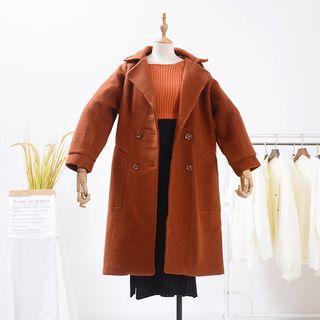 Plain Loose-fit Coat Caramel - One Size
