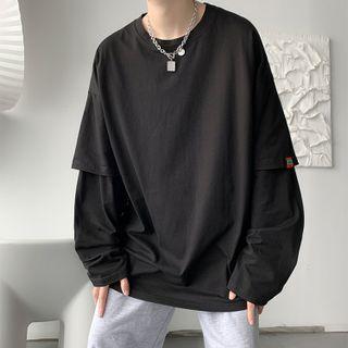 Long Sleeve Mock Two Piece Oversized Top