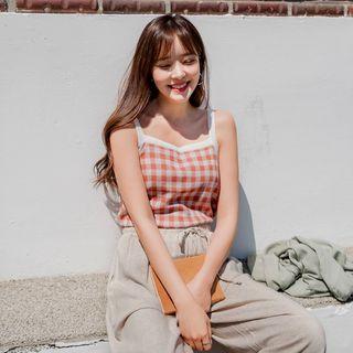 Gingham Knit Camisole Top