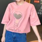 Lightbulb Embroidered Short-sleeve T-shirt