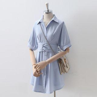 Set: Short-sleeve Shirt Dress + Shorts