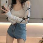Ribbon Cut-out Long-sleeve Top