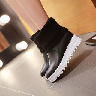 Paneled Platform Short Boots