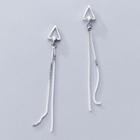 925 Sterling Silver Triangle Rhinestone Fringed Earring As Shown In Figure - One Size
