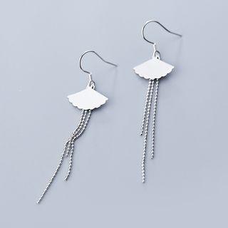 925 Sterling Silver Fan Fringed Earring As Shown In Figure - One Size