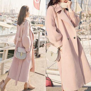 Snap Button Tie-waist Midi Coat