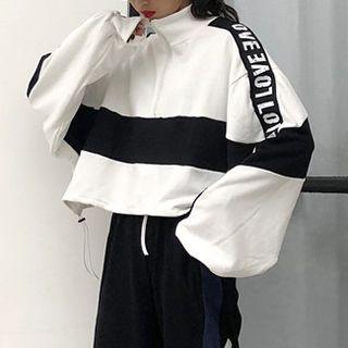 Mock-neck Letter Sweatshirt / Sweatpants