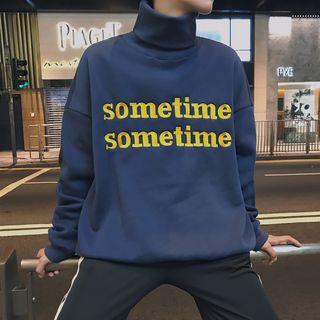 Turtleneck Lettering Pullover