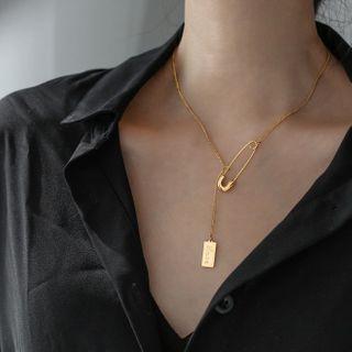 Lettering Safety Pin Necklace