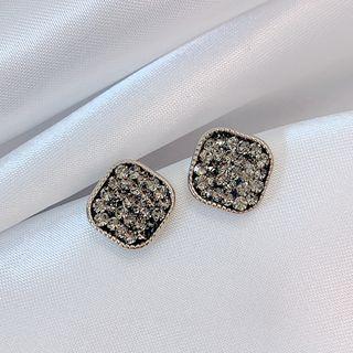 Rhinestone Square Stud Earring 1 Pair - Blue - One Size