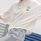 Short-sleeve Graphic Print Polo Shirt White - One Size