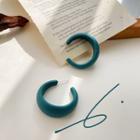 Hoop Ear Stud 1 Pair - Silver Needle - Aqua Green - One Size