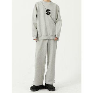 Lettering Sweatshirt / Wide Leg Sweatpants