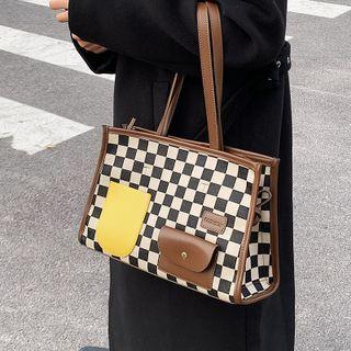 Chessboard Print Tote Bag