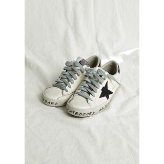 Star-appliqu  Lettering Distressed Sneakers