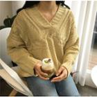 V-neck Plain Knitted Sweater