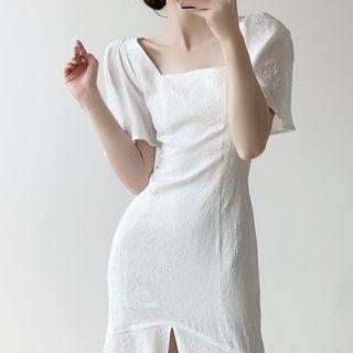 Short-sleeve Square-neck Mermaid Dress