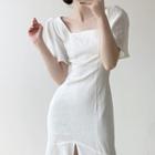 Short-sleeve Square-neck Mermaid Dress