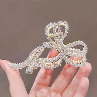 Rhinestone Bow Hair Claw Ly2254 - White - One Size