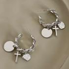 Cross & Disc Alloy Fringed Earring 1 Pair - 925 Silver Needle - Silver - One Size