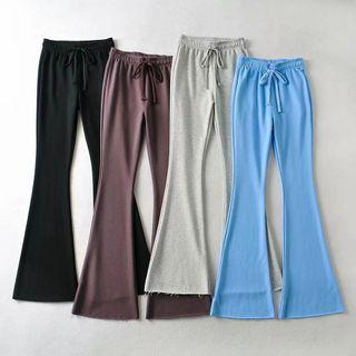 Drawstring Boot-cut Sweatpants