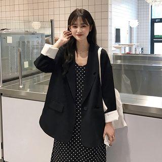 Spaghetti-strap Polka Dot Dress / Boxy Blazer
