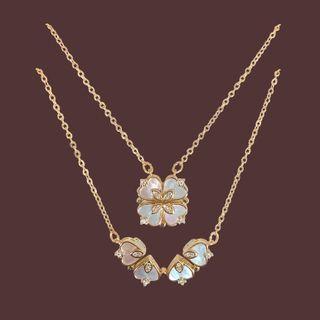 Clover Shell Pendant Alloy Necklace 1 Pc - Gold - One Size