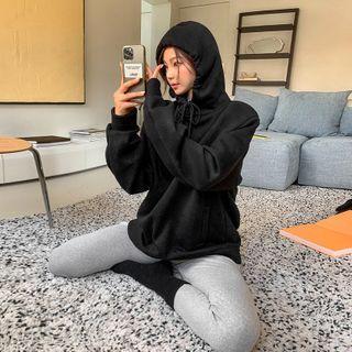 Padded-shoulder Napped Hoodie