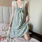 Spaghetti-strap Gingham Mini Sleep Dress