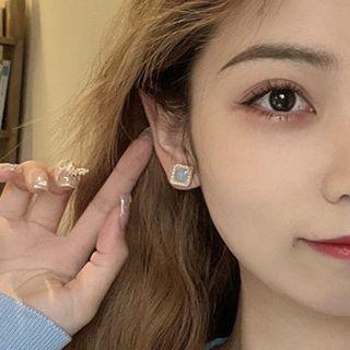 Sterling Silver Square Stud Earring