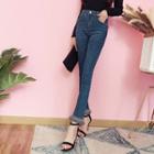 Fringe Trim High-waist Cropped Skinny Jeans