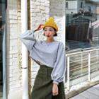 Balloon-sleeve Cropped Pullover