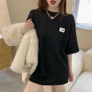 Elbow-sleeve Quilted T-shirt