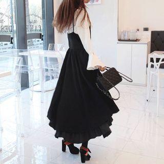 Spaghetti-strap Layered Long Chiffon Dress