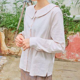 Round-collar Long-sleeve Blouse