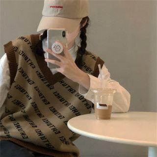 Letter Print Knit Vest